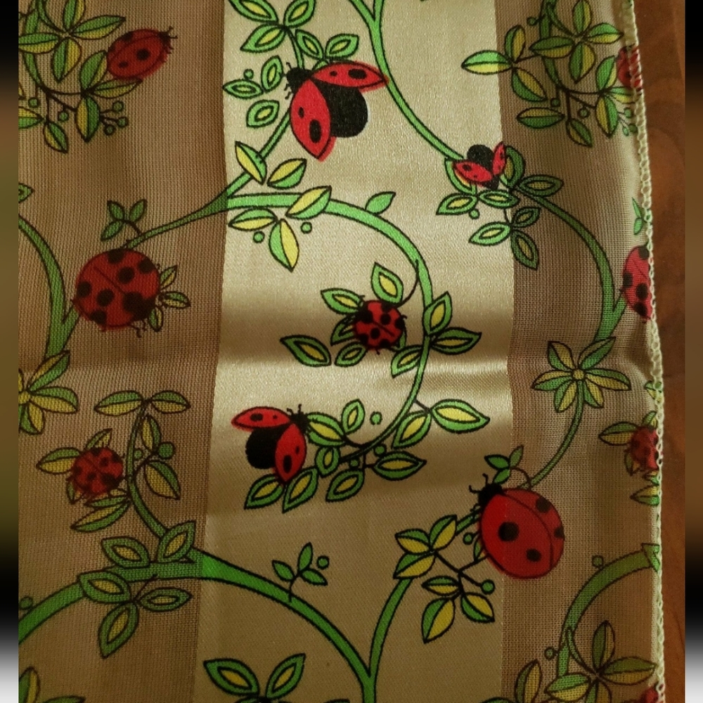 Ladybug on greenery Satin and Sheer Shadow Striped 60 inch Scarf - Picture 5 of 8